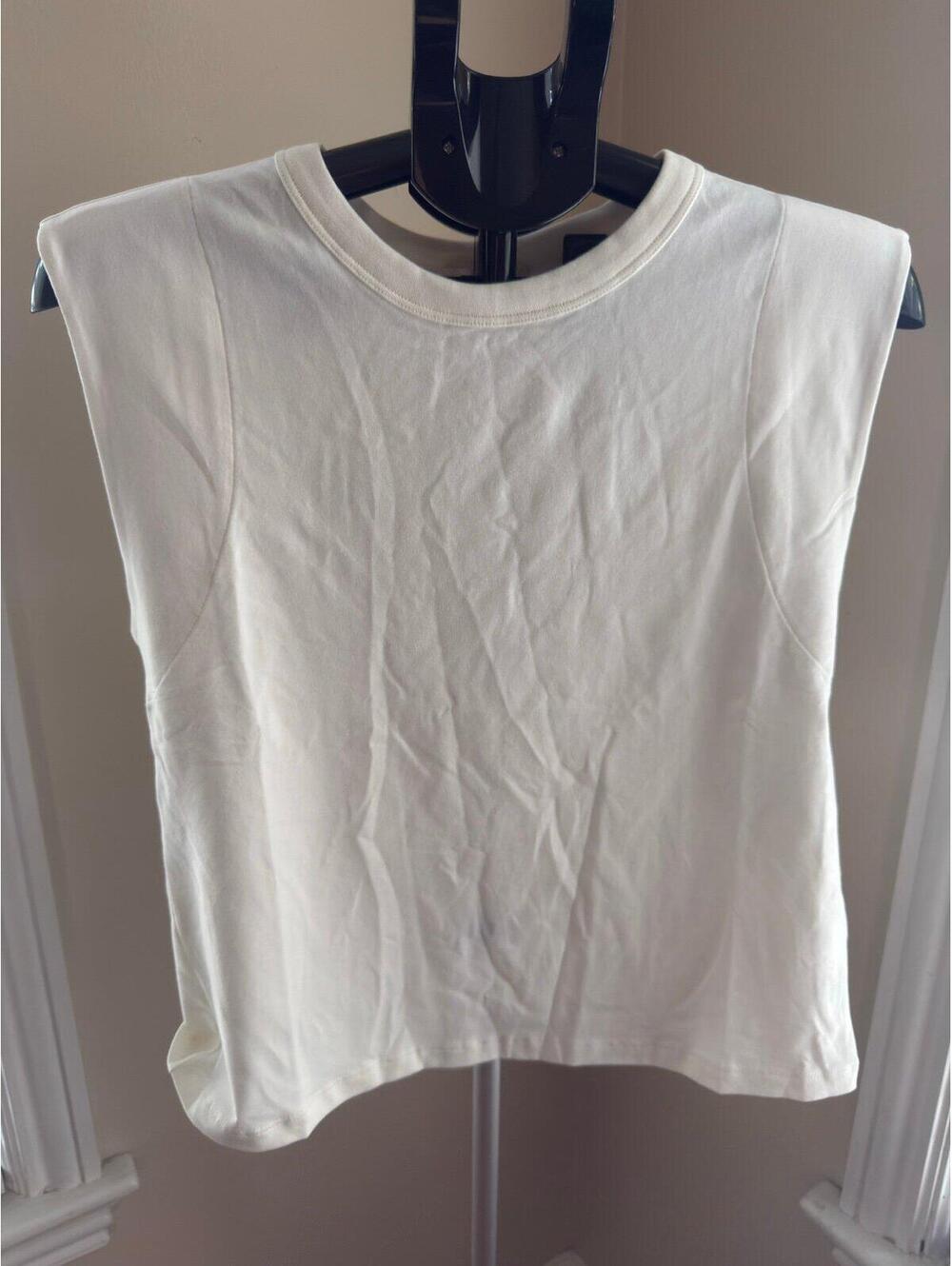 NWT‎ Nation Los Angeles White Open Back Shoulder Pad Tee Top Large